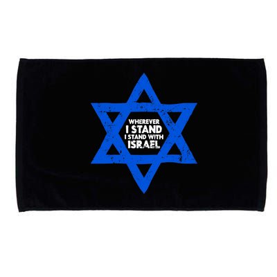 Wherever I Stand I Stand With Israel Jewish Distressed Microfiber Hand Towel