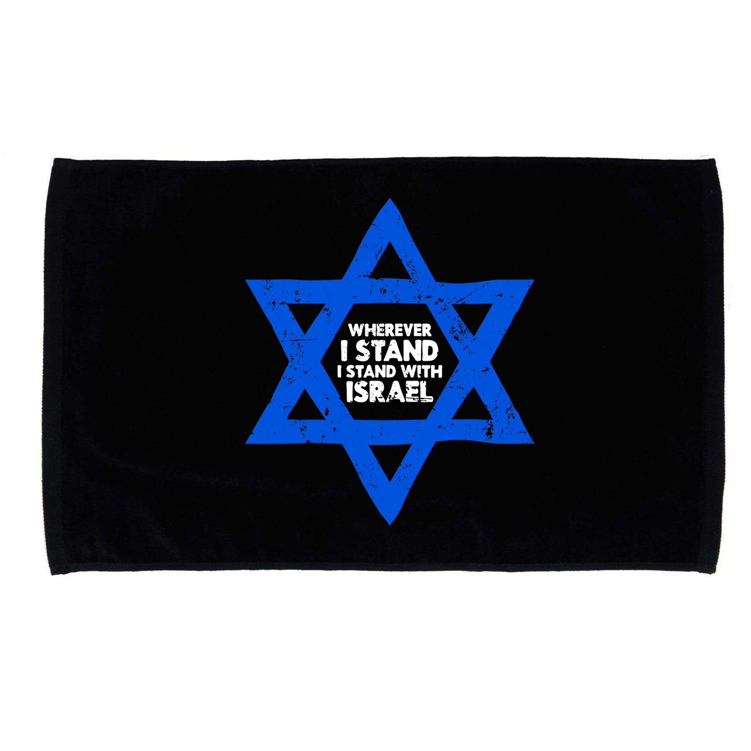 Wherever I Stand I Stand With Israel Jewish Distressed Microfiber Hand Towel