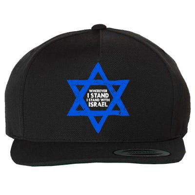 Wherever I Stand I Stand With Israel Jewish Distressed Wool Snapback Cap