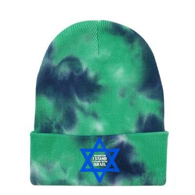 Wherever I Stand I Stand With Israel Jewish Distressed Tie Dye 12in Knit Beanie