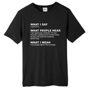 What I say what people hear IT tech support nerd Tall Fusion ChromaSoft Performance T-Shirt