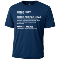What I say what people hear IT tech support nerd Cooling Performance Crew T-Shirt