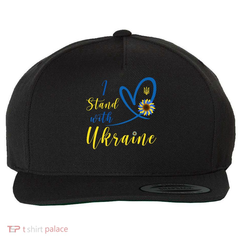 Wo I Stand With Ukraine Heart Sunflower Flag Symbol Wool Snapback Cap