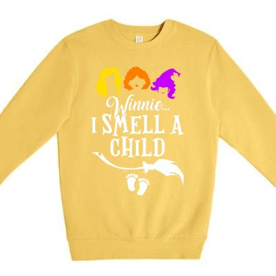 Winnie I Smell A Child Halloween Pregnancy Announcet Mom Funny Gift Premium Crewneck Sweatshirt