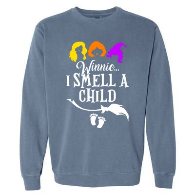 Winnie I Smell A Child Halloween Pregnancy Announcet Mom Funny Gift Garment-Dyed Sweatshirt