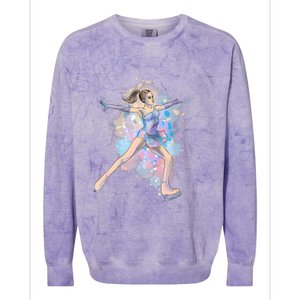 Watercolor Ice Skater Girl | Ice Skating Colorblast Crewneck Sweatshirt