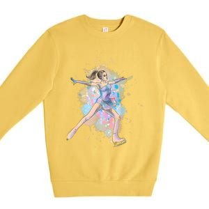 Watercolor Ice Skater Girl | Ice Skating Premium Crewneck Sweatshirt