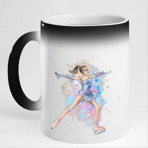 Watercolor Ice Skater Girl | Ice Skating 11oz Black Color Changing Mug