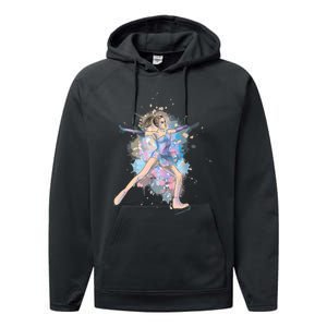 Watercolor Ice Skater Girl | Ice Skating Performance Fleece Hoodie