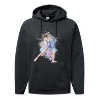 Watercolor Ice Skater Girl | Ice Skating Performance Fleece Hoodie