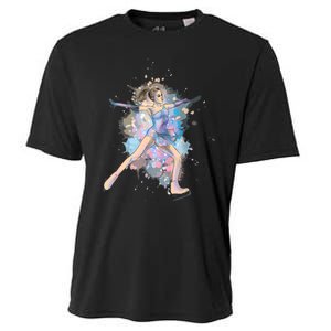 Watercolor Ice Skater Girl | Ice Skating Cooling Performance Crew T-Shirt