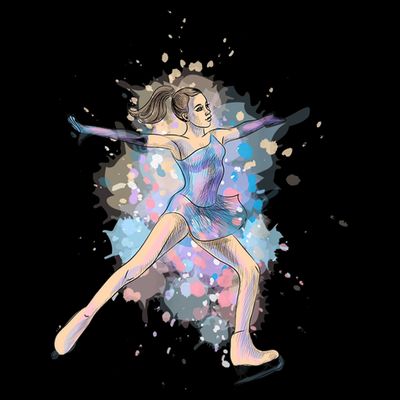 Watercolor Ice Skater Girl | Ice Skating T-Shirt