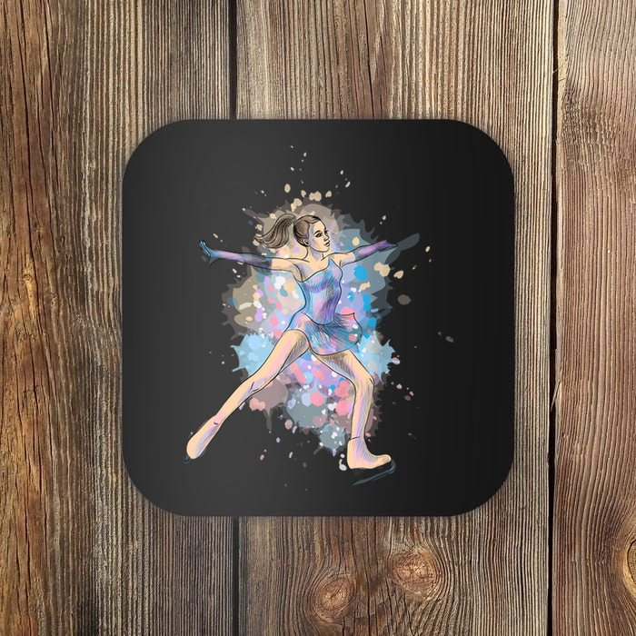 Watercolor Ice Skater Girl | Ice Skating Coaster