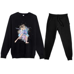 Watercolor Ice Skater Girl | Ice Skating Premium Crewneck Sweatsuit Set