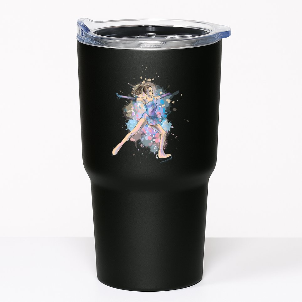 Watercolor Ice Skater Girl | Ice Skating Tumbler