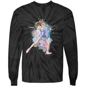 Watercolor Ice Skater Girl | Ice Skating Tie-Dye Long Sleeve Shirt