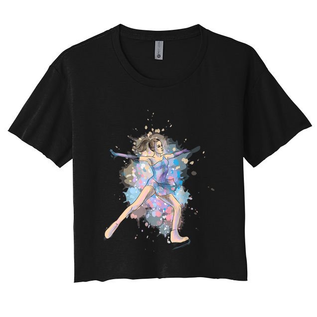 Watercolor Ice Skater Girl | Ice Skating Crop Top