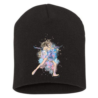 Watercolor Ice Skater Girl | Ice Skating Short Acrylic Beanie