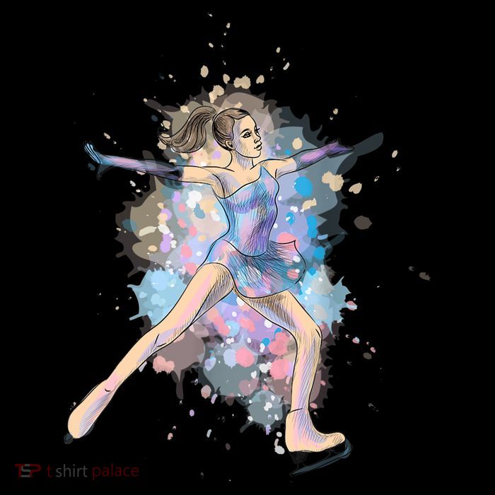 Watercolor Ice Skater Girl | Ice Skating Kids T-Shirt