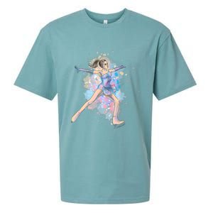 Watercolor Ice Skater Girl | Ice Skating Sueded Cloud Jersey T-Shirt