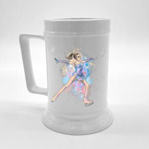 Watercolor Ice Skater Girl | Ice Skating Beer Stein