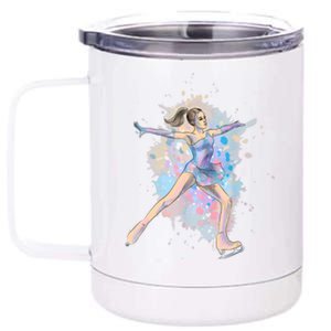 Watercolor Ice Skater Girl | Ice Skating 12 oz Stainless Steel Tumbler Cup