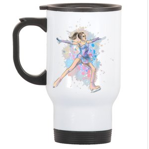 Watercolor Ice Skater Girl | Ice Skating Stainless Steel Travel Mug