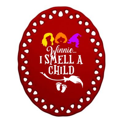 Winnie I Smell A Child Halloween Pregnancy Announcet Mom Gift Ceramic Oval Ornament