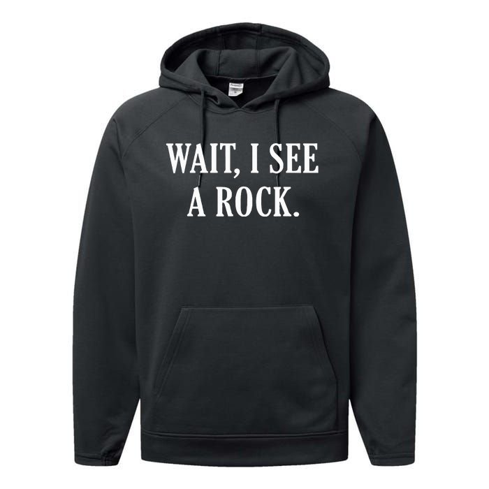 Wait I See A Rock Funny Geology Lover Performance Fleece Hoodie