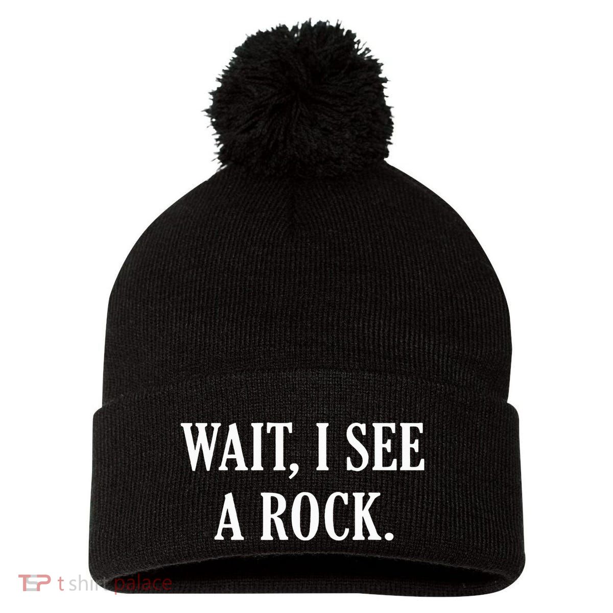 Wait I See A Rock Funny Geology Lover Pom Pom 12in Knit Beanie