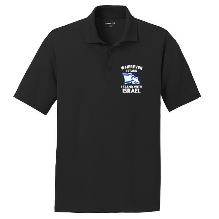 Wherever I Stand I Stand With Israel Flag Jewish Gift Idea PosiCharge RacerMesh Polo