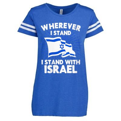 Wherever I Stand I Stand With Israel Flag Jewish Gift Idea Enza Ladies Jersey Football T-Shirt