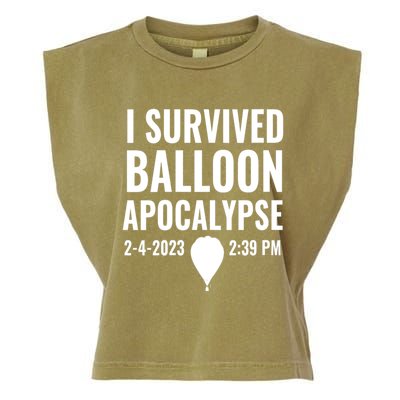 Womens I Survived Balloon Apocalypse Funny Chinese Spy Surveillance Garment-Dyed Women's Muscle Tee