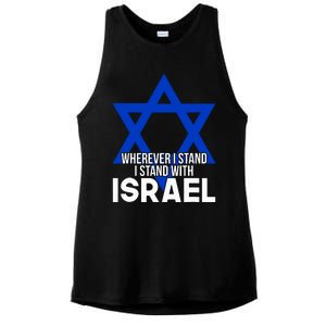 Wherever I Stand I Stand With Israel Ladies PosiCharge Tri-Blend Wicking Tank