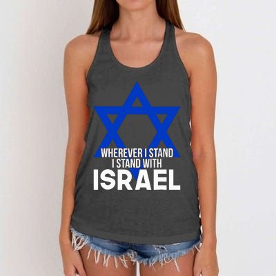 Wherever I Stand I Stand With Israel Women's Knotted Racerback Tank