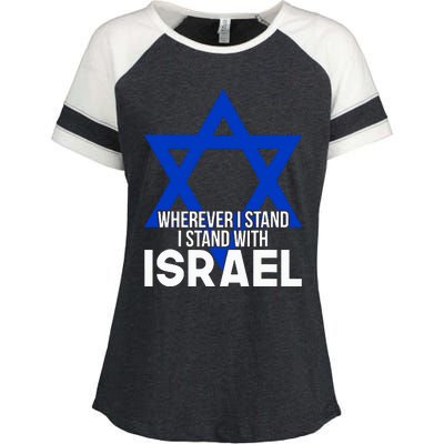 Wherever I Stand I Stand With Israel Enza Ladies Jersey Colorblock Tee