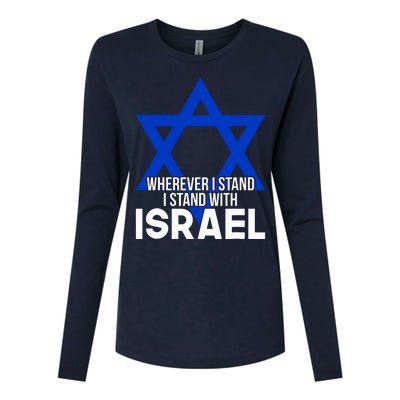 Wherever I Stand I Stand With Israel Womens Cotton Relaxed Long Sleeve T-Shirt