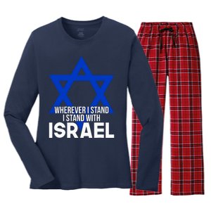 Wherever I Stand I Stand With Israel Women's Long Sleeve Flannel Pajama Set 