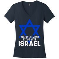 Wherever I Stand I Stand With Israel Women's V-Neck T-Shirt