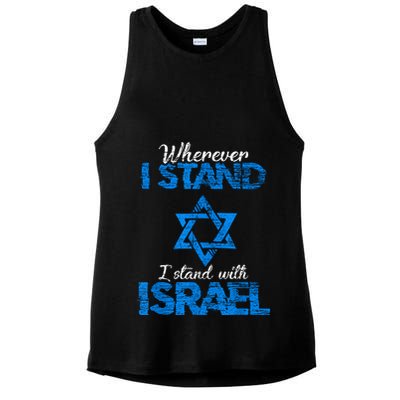 Wherever I Stand I Stand With Israel Ladies PosiCharge Tri-Blend Wicking Tank