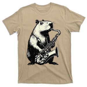 Wind Instrument Saxophonist Capybara Playing Saxophone T-Shirt