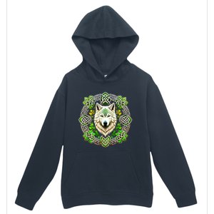 Wolf In Shamrock Circle St Patricks Day Urban Pullover Hoodie