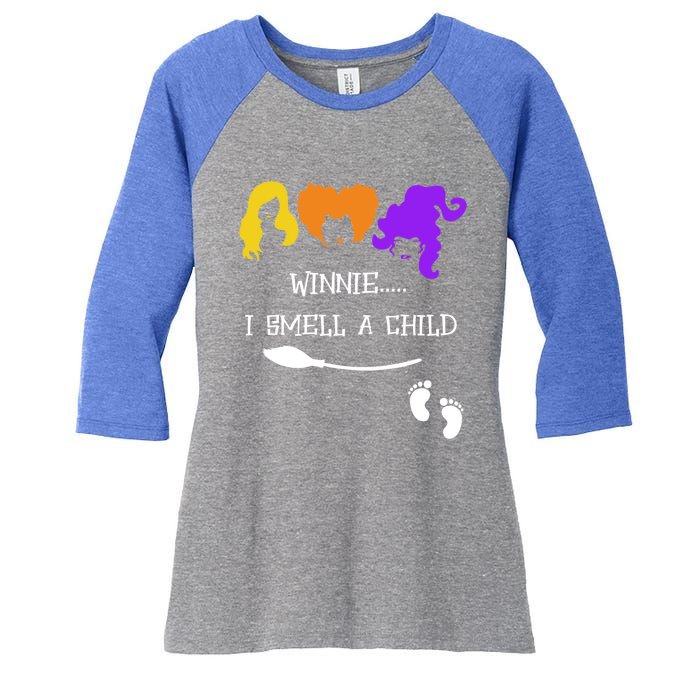 Winnie I Smell A Child Halloween Pregnancy Announcet Gift Women's Tri-Blend 3/4-Sleeve Raglan Shirt