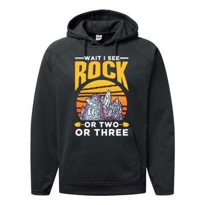 Wait I See A Rock Or Two Or Three Geologist Geology Stone Performance Fleece Hoodie