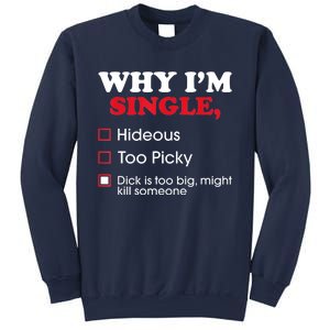 Why Im Single Dick Is Too Big Funny Gift For Singles Sweatshirt