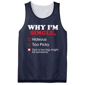 Why Im Single Dick Is Too Big Funny Gift For Singles Mesh Reversible Basketball Jersey Tank