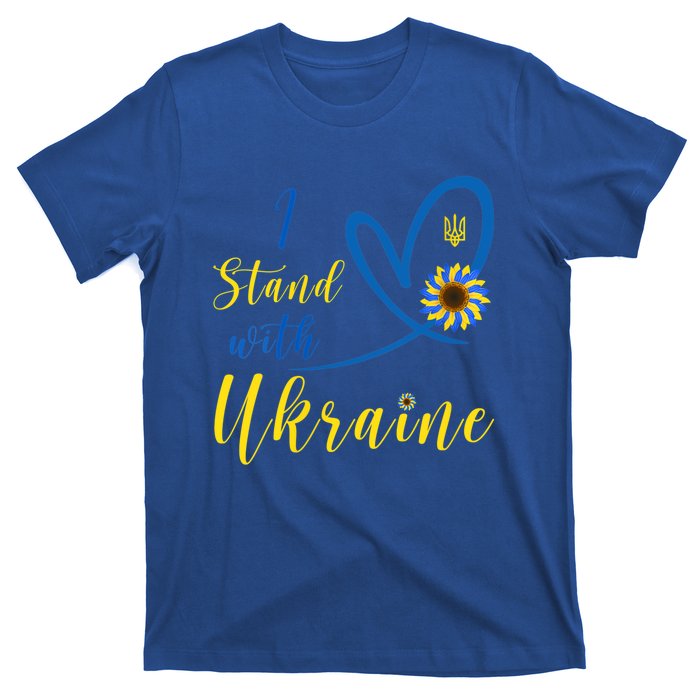 Wo I Stand With Ukraine Heart Sunflower Flag Symbol Gift T-Shirt