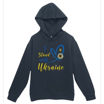 Wo I Stand With Ukraine Heart Sunflower Flag Symbol Gift Urban Pullover Hoodie