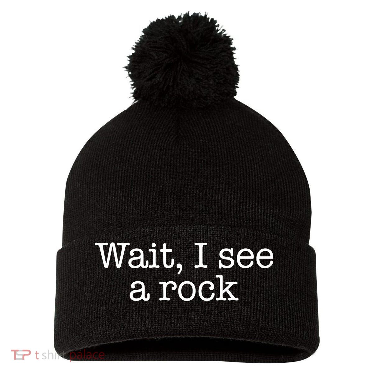 Wait I See A Rock Geology Teacher Pom Pom 12in Knit Beanie