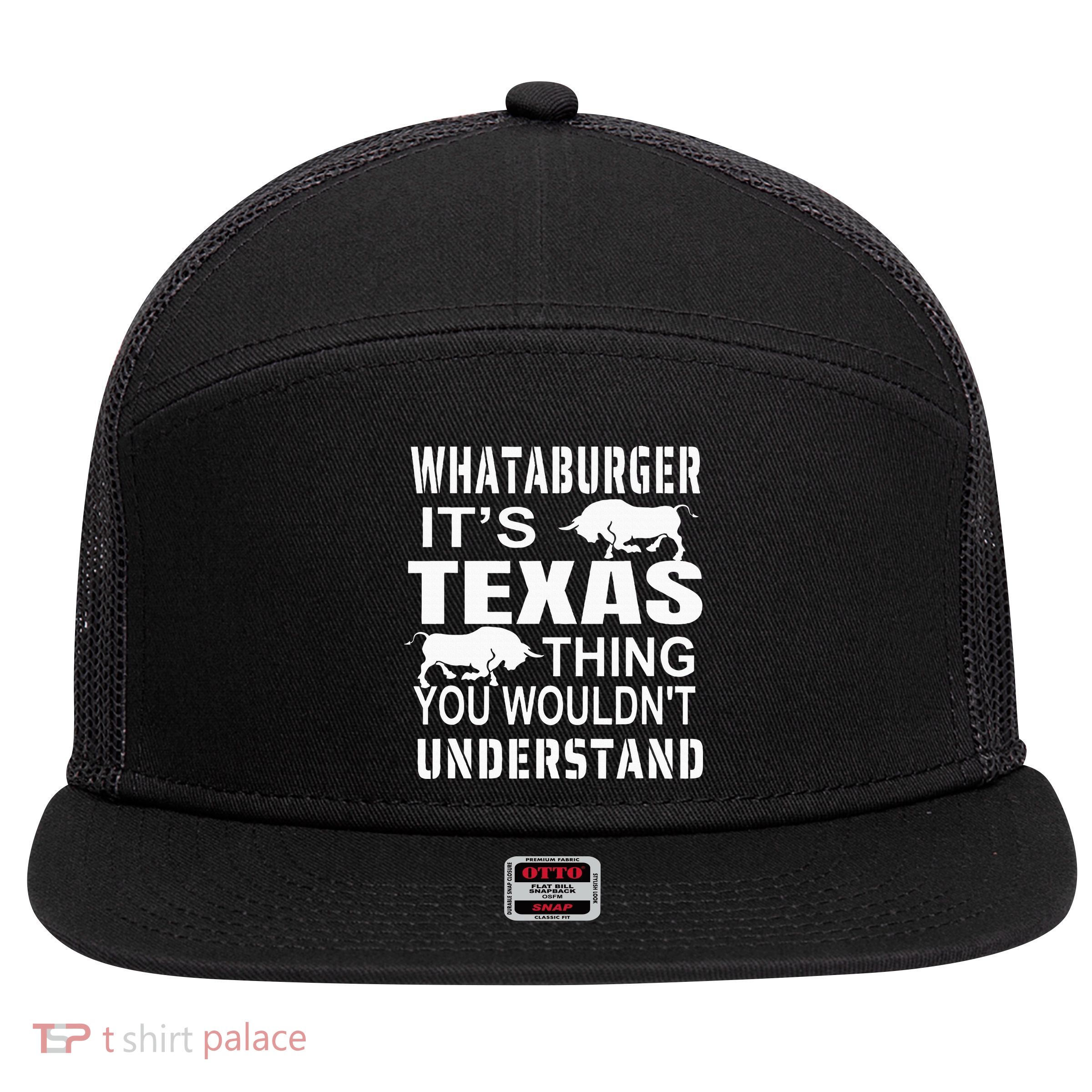 Whataburger It’S Texas Thing Funny Proud Texas Hometown 7 Panel Mesh Trucker Snapback Hat